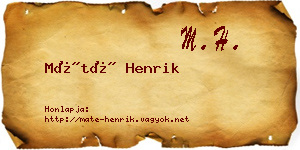 Máté Henrik névjegykártya